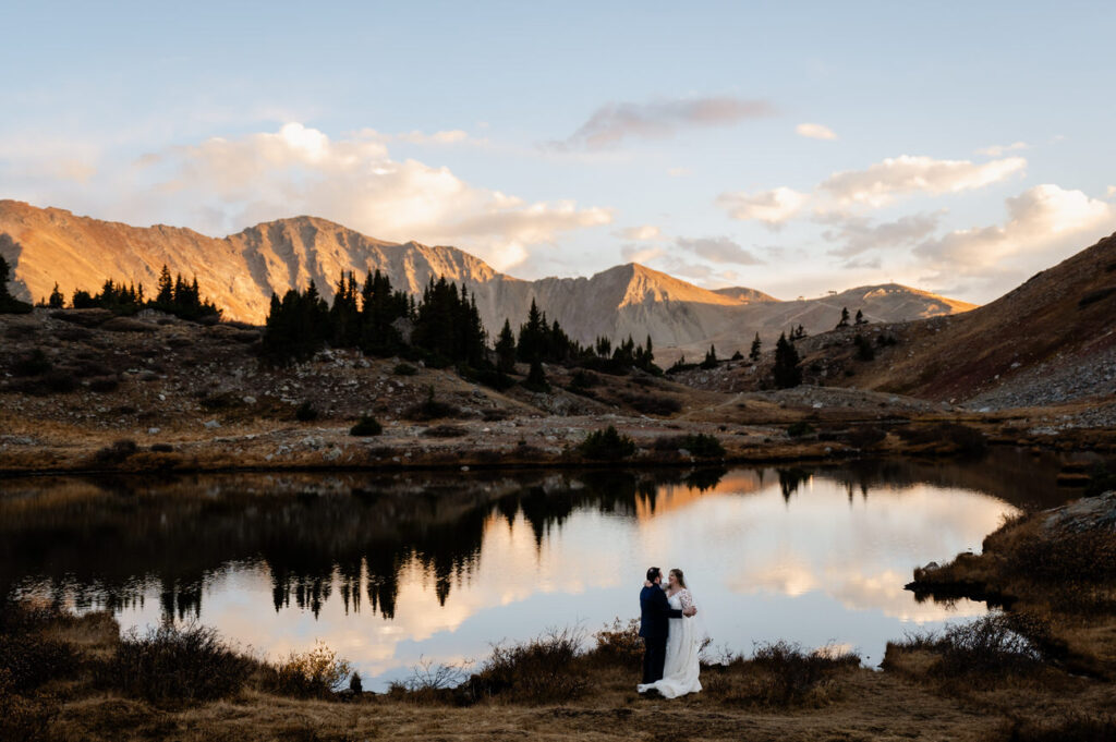 Breckenridge Elopement at an alpine lake at sunset