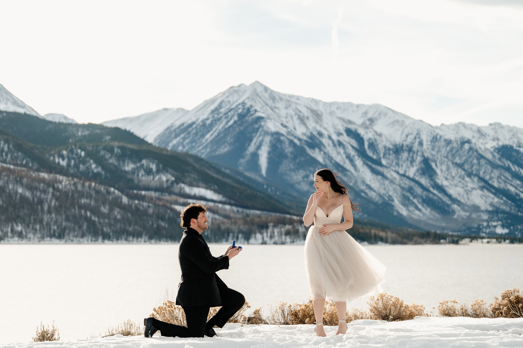 Winter Proposal In Colorado Mountains
