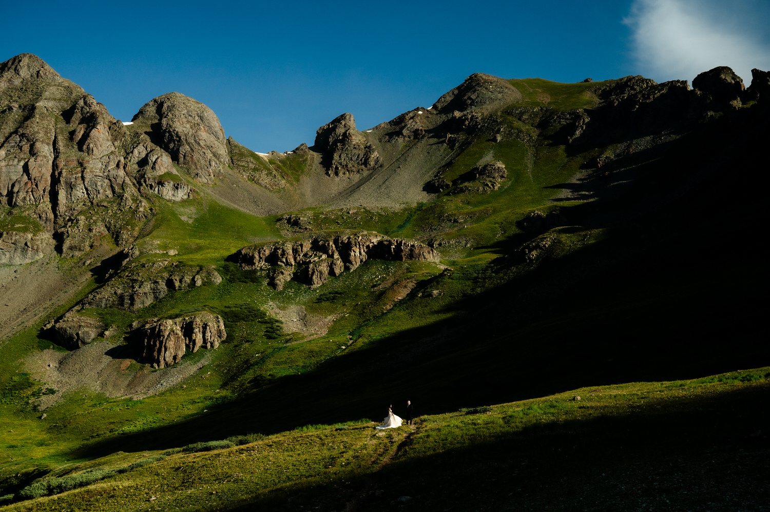 couple hiking in the San Juan Mountains of Colorado