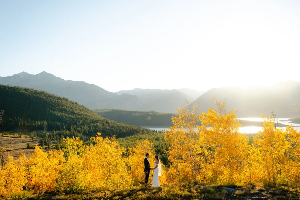 Breckenridge elopement in the fall at Dillon Reservoir