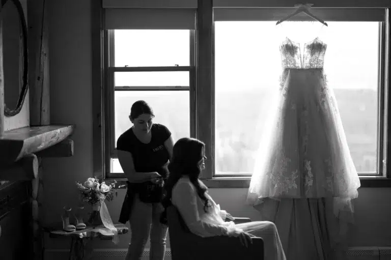 bride getting ready for her elopement