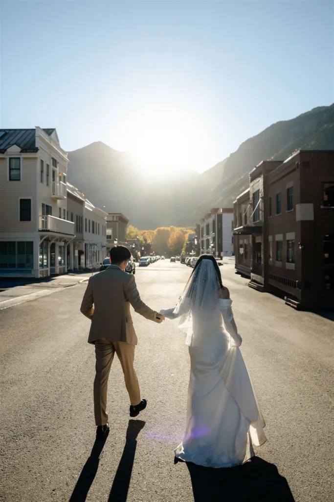 bride and groom in Telluride Colorado